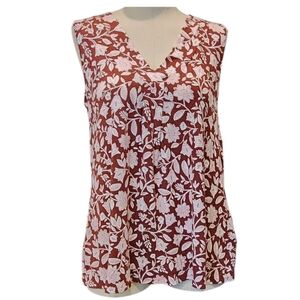 Croft & Barrow Brown with Pink floral Sleeveless Blouse Relaxed Fit